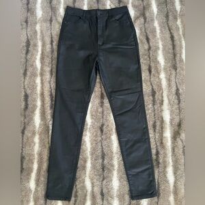 Pretty Little Thing Black Faux Leather Straight Les Trousers Size 10 NWT